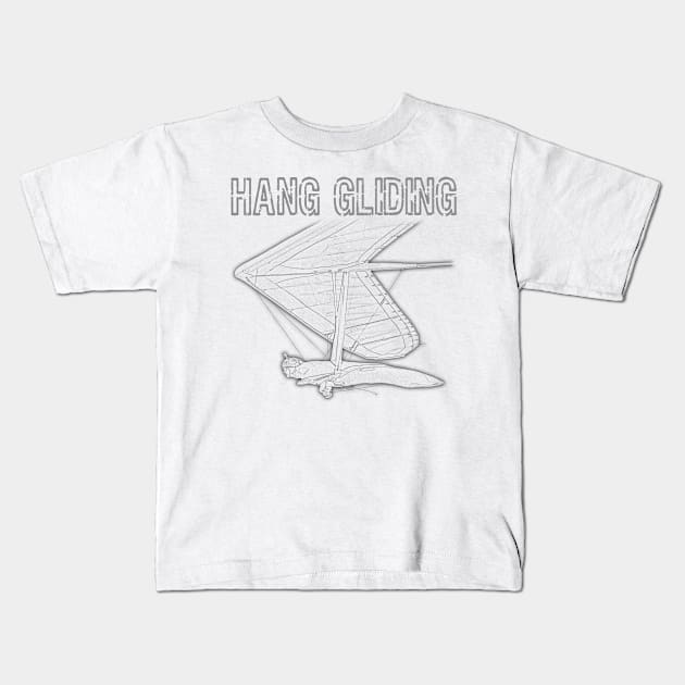 Hang Gliding Pencil Illustration Kids T-Shirt by norules